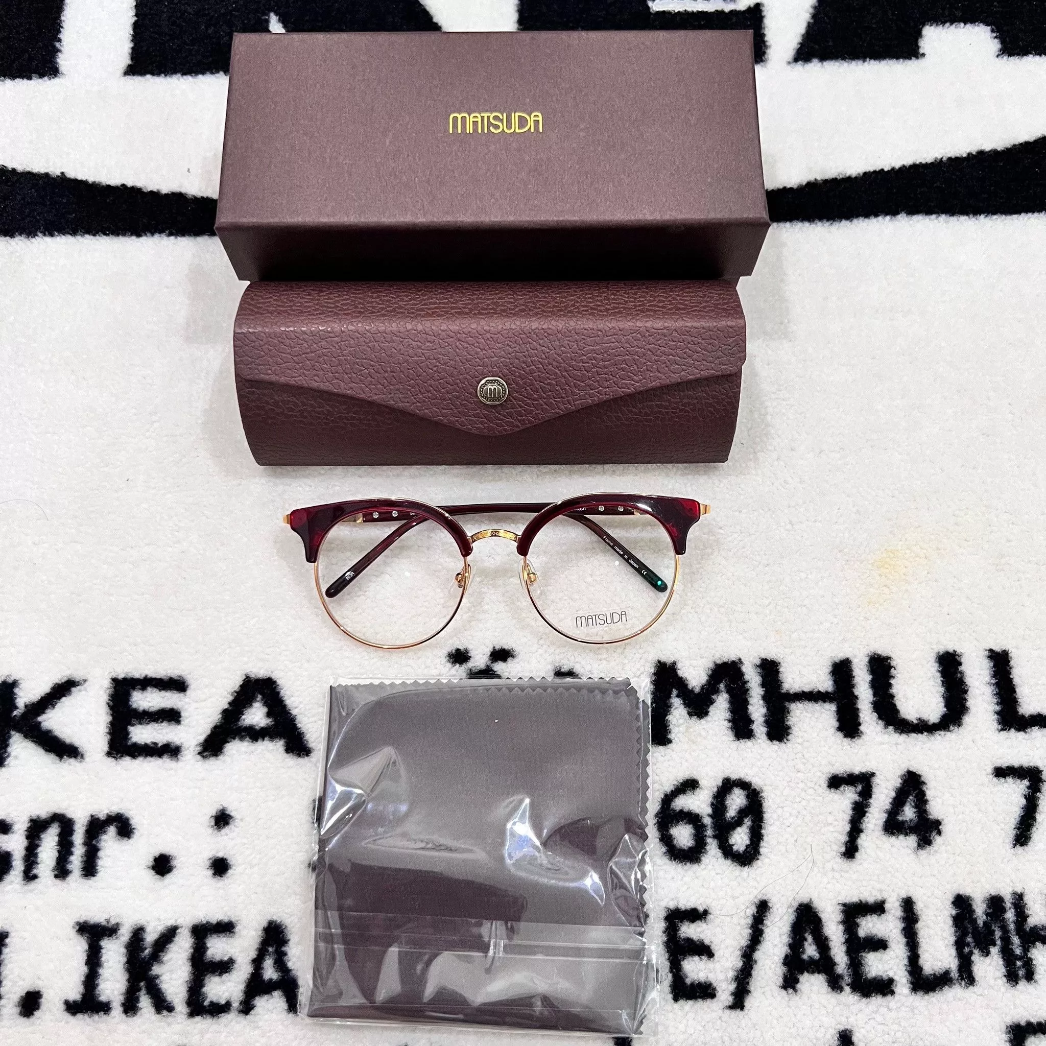 Matsuda Sunglasses Matsuda M2046 Rectangular Oversize Burgundy / Dirty Red Multi
