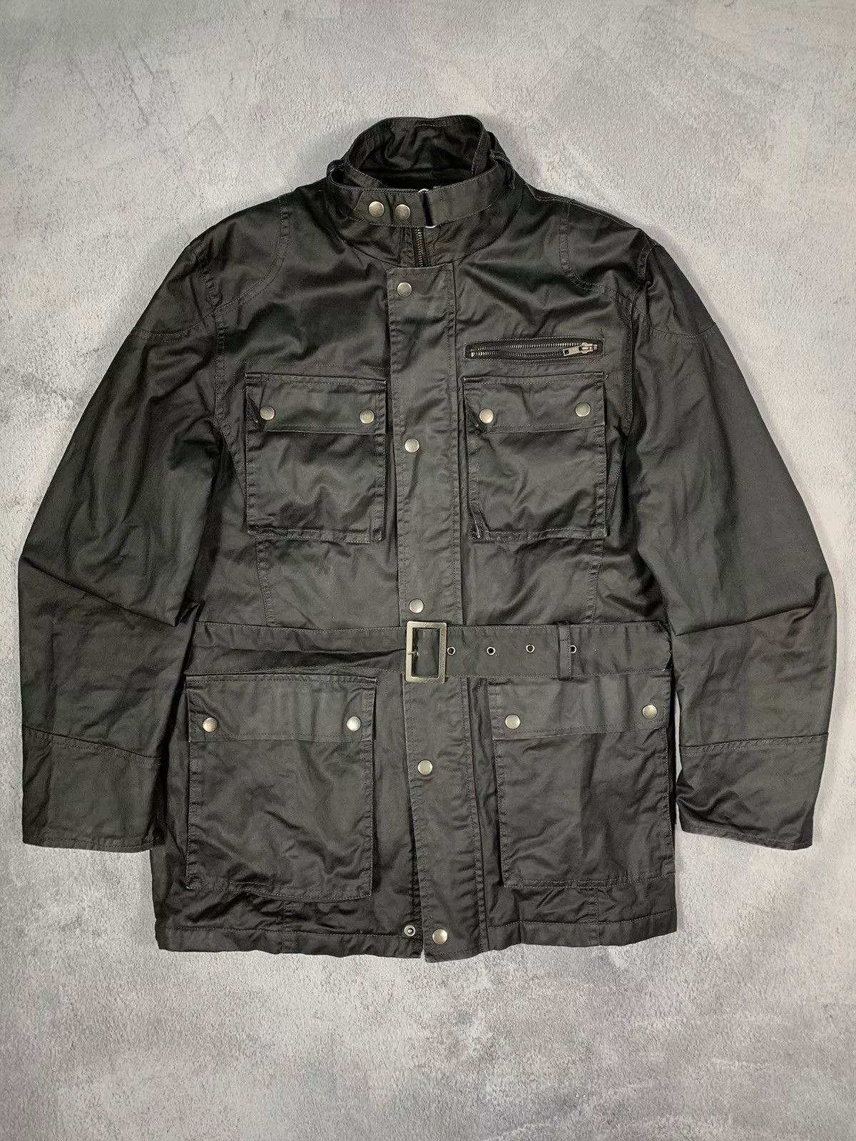 Japanese Brand Denim Jackets Japanese Brand × Vintage Vintage Y2K multipockets Denim Jacket military waxed style M Black Streetwear