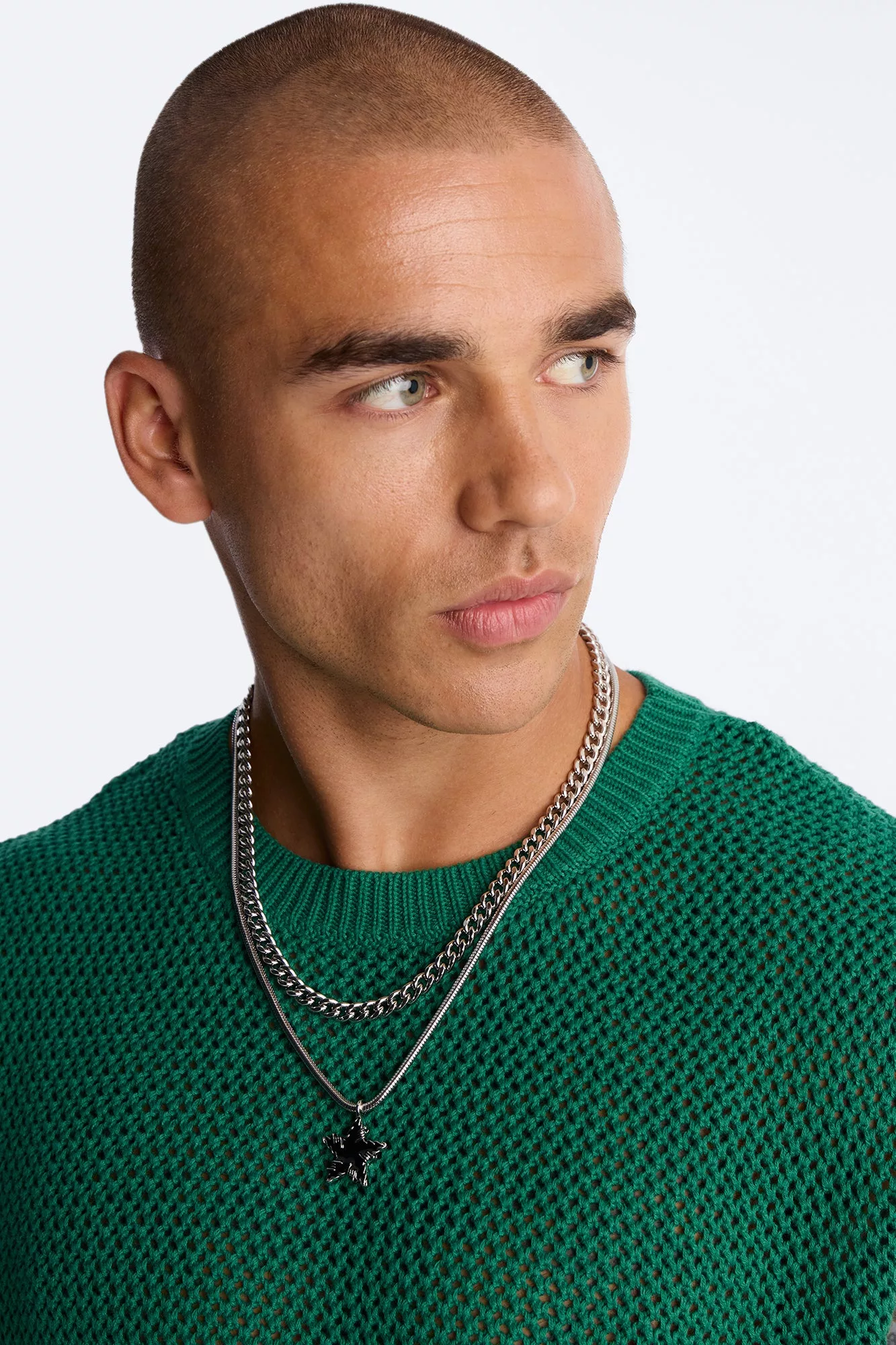 Barbed Wire Star Necklace Set - Silver