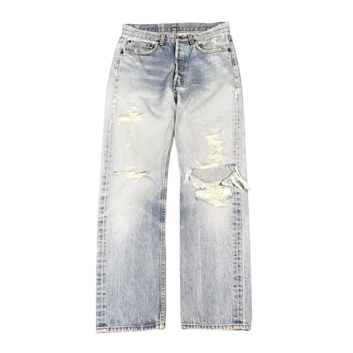 Levi's Vintage Clothing Denim Levi's Vintage Clothing Vintage Levi’s 501 Distressed LEVIS DENIM BUTTON 524 PANTS Blue