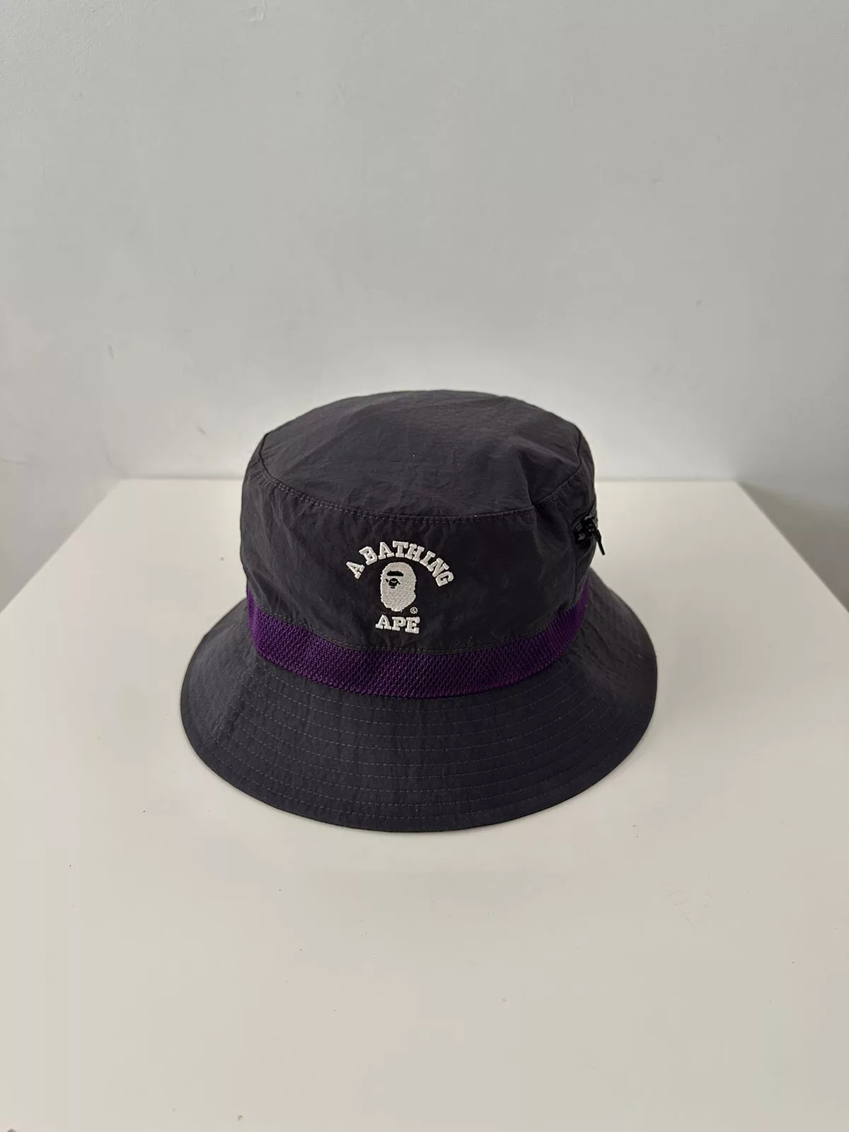 Bape Hats Bape College Mesh Bucket Hat Black