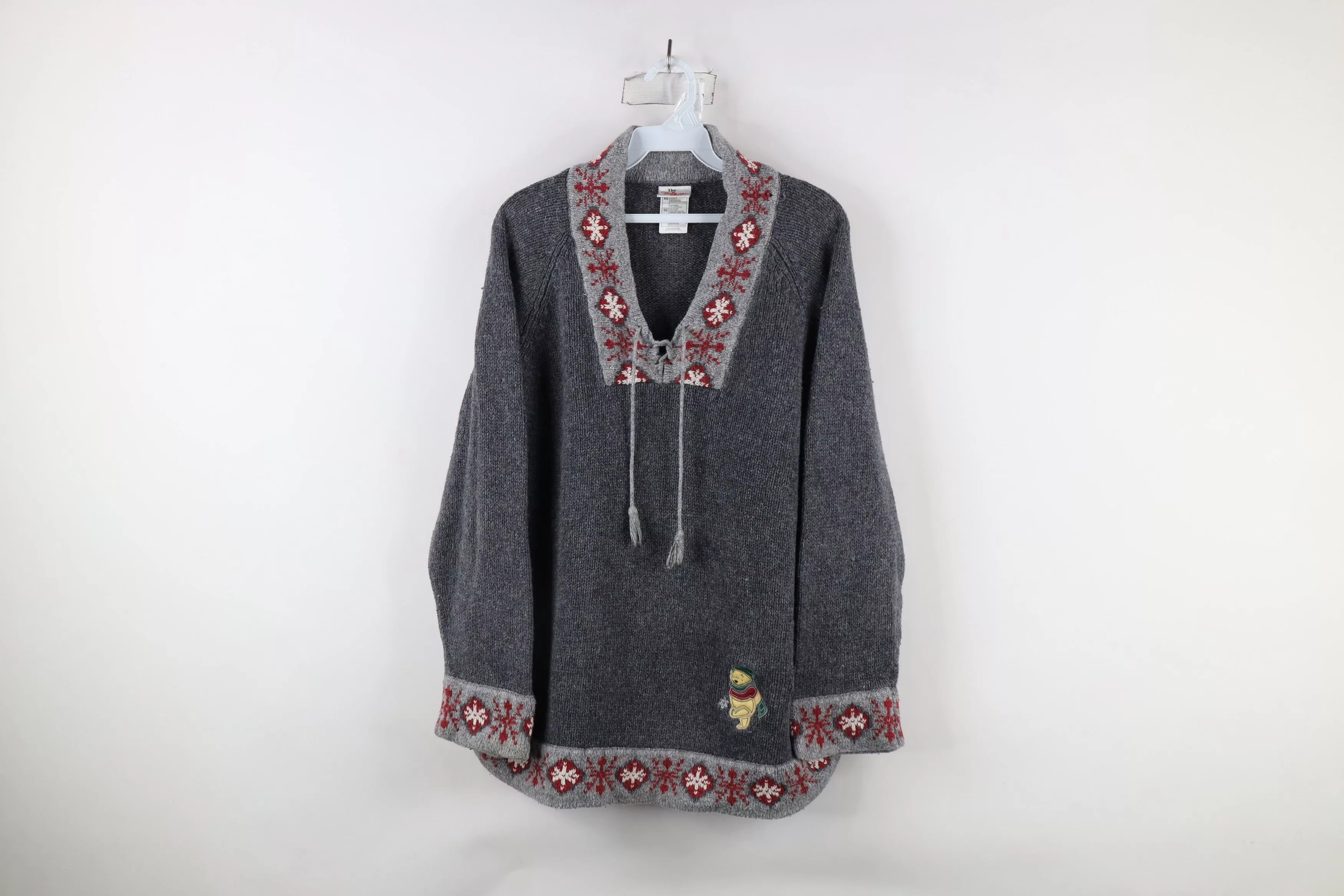 Disney Sweaters Disney × Vintage Vintage 90s Disney Winnie the Pooh Snowflake Knit Sweater Gray
