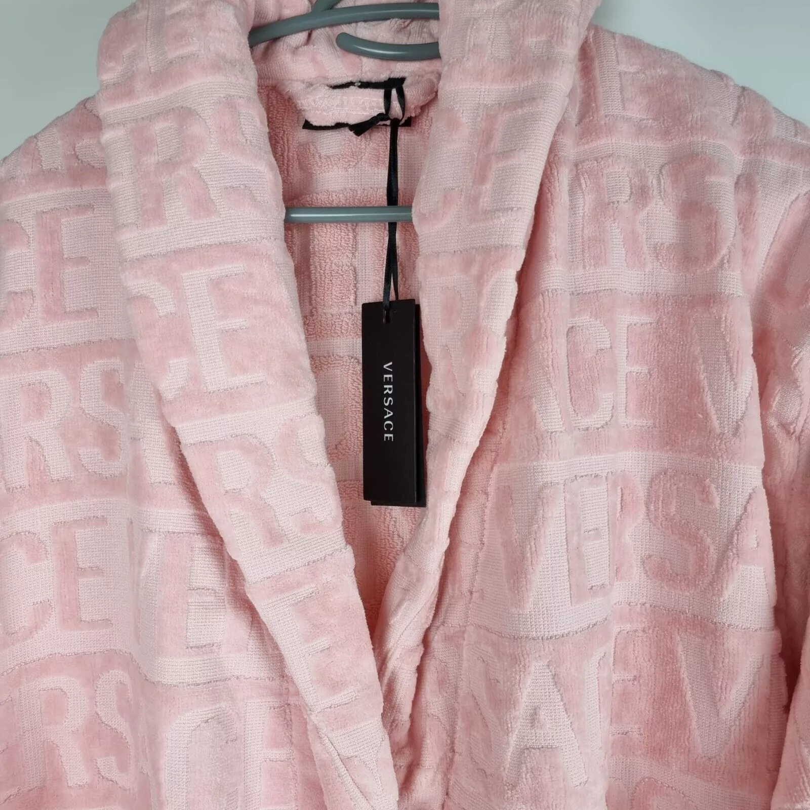 Versace Light Jackets Versace Baroque Print Light Pink Long Bathrobe New S
