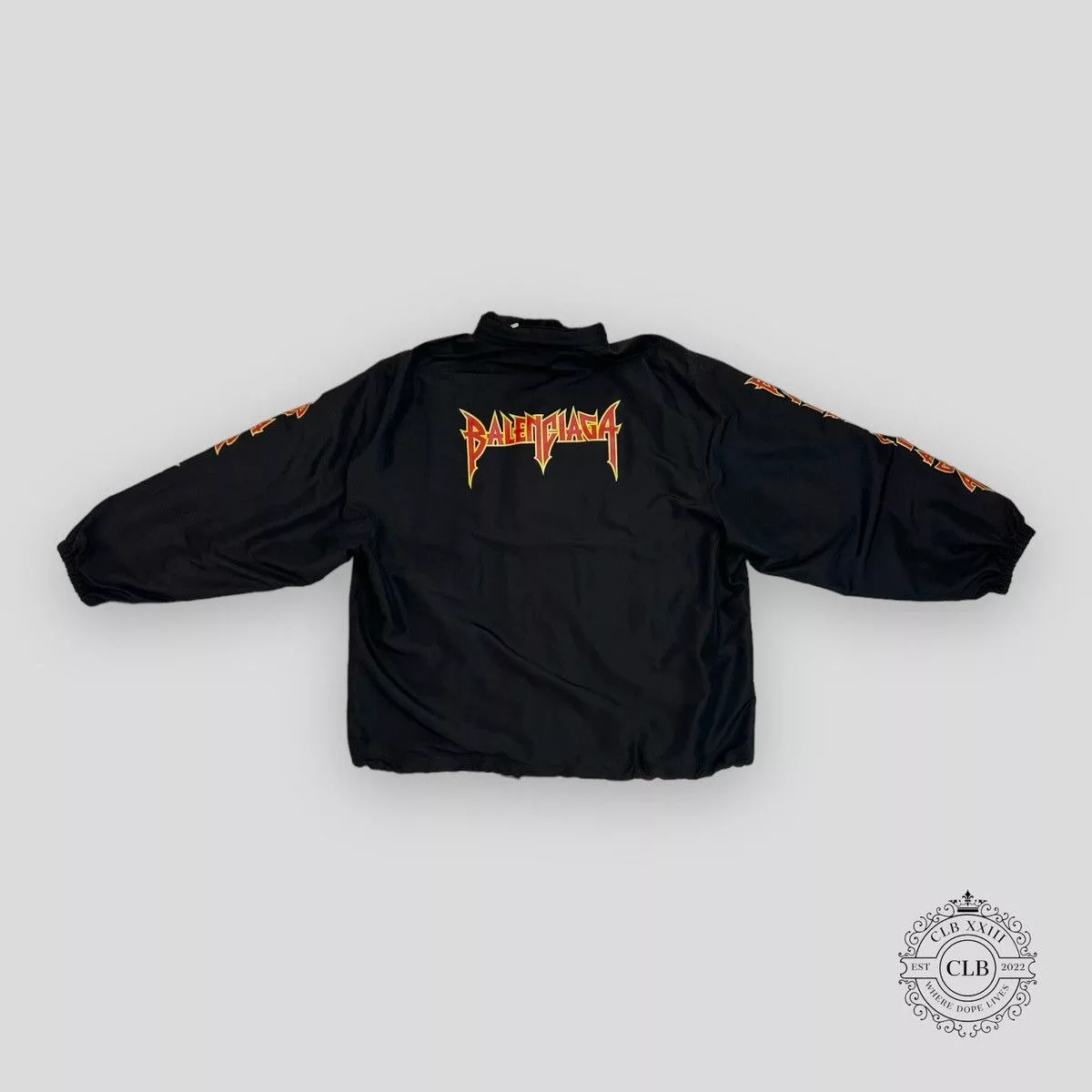 Balenciaga Light Jackets Balenciaga Oversized Logo Print Shell Windbreaker in Black