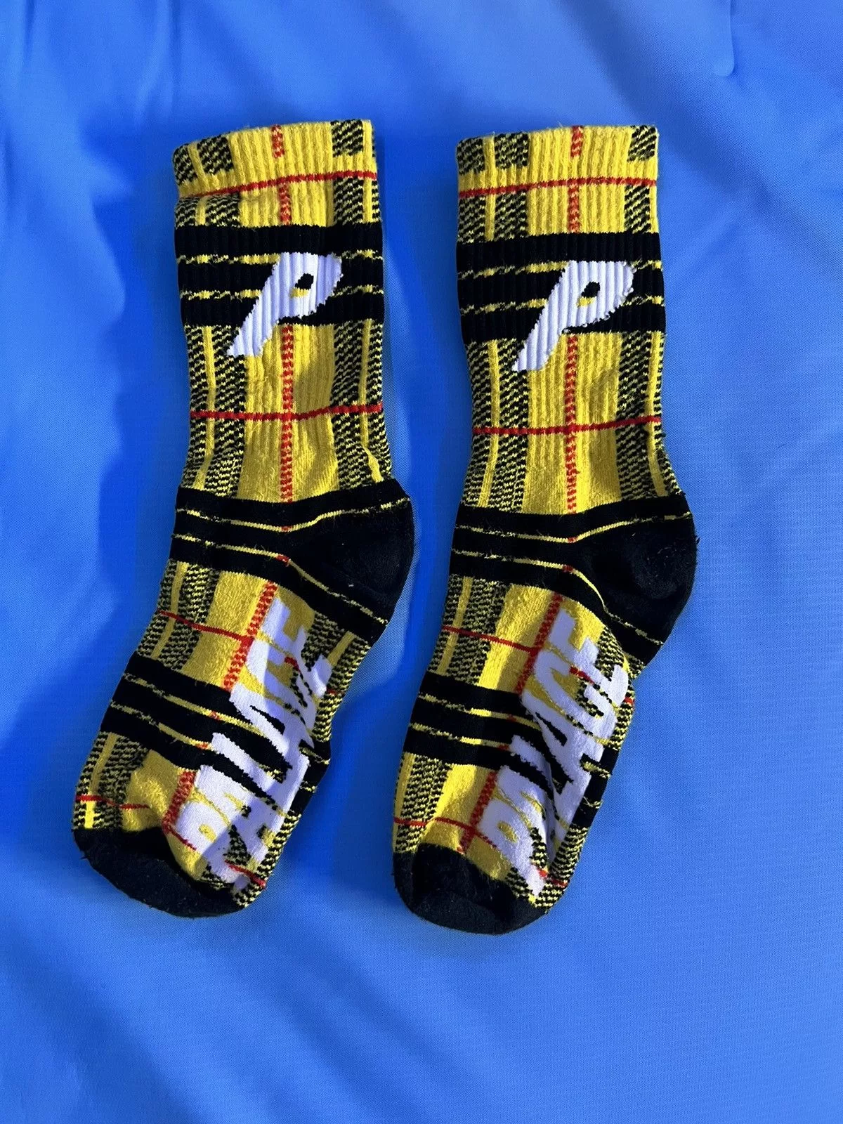 Palace Socks Underwear Palace Yellow Plaid Crew Socks