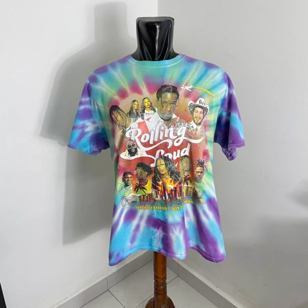 A$AP Rocky Short Sleeve T Shirts A$AP Rocky × Rolling Loud × Travis Scott ROLLING LOUD MIAMI USA 2021 Travis Scott Asap Rocky Multi