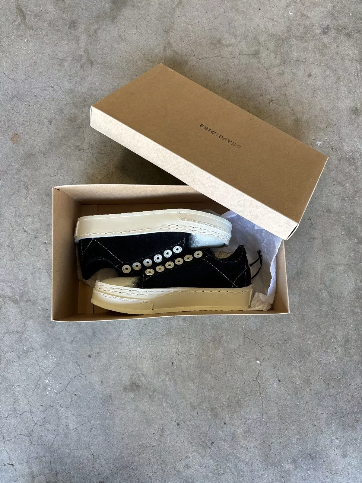 Designer Low Top Sneakers Designer × Vintage Eric Payne Lace to Toe Black Suede/Painted Toe