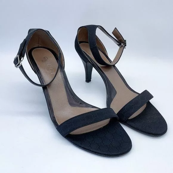 Gucci Sandals Gucci GG Canvas Ankle Strap Sandal in Black