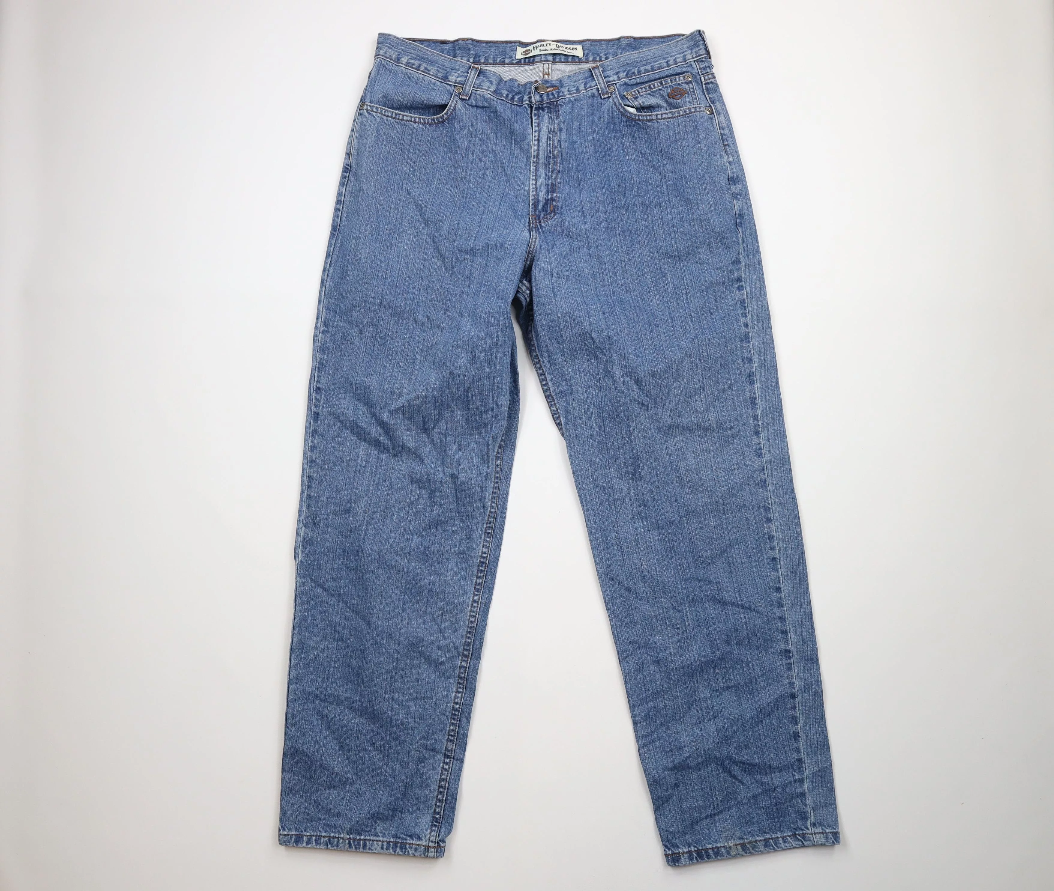 Harley Davidson Denim Harley Davidson × Vintage Vintage 90s Harley Davidson Spell Out Bootcut Riding Jeans Blue