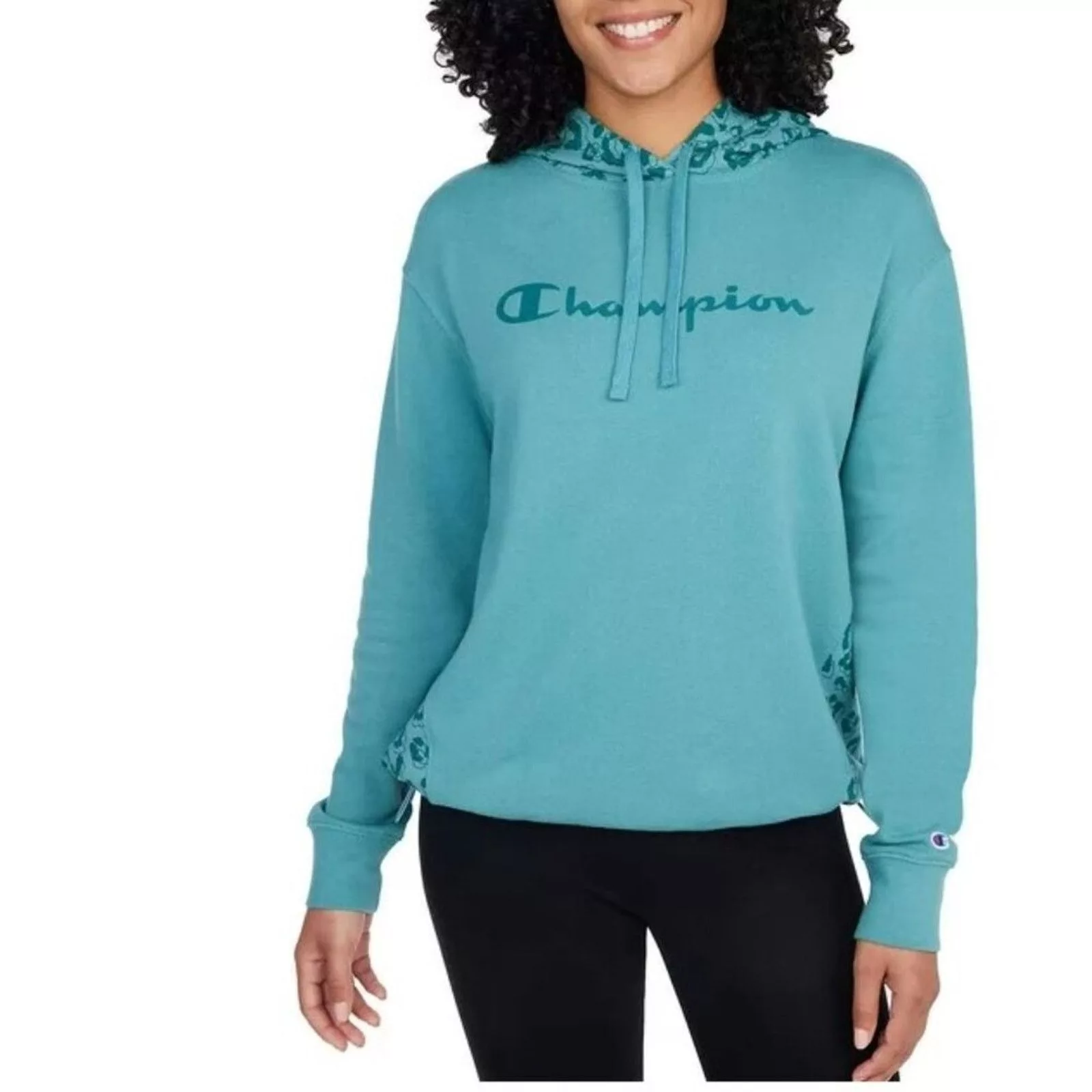 Champion Sweaters CHAMPION Ladies Color Block Hoodie Green