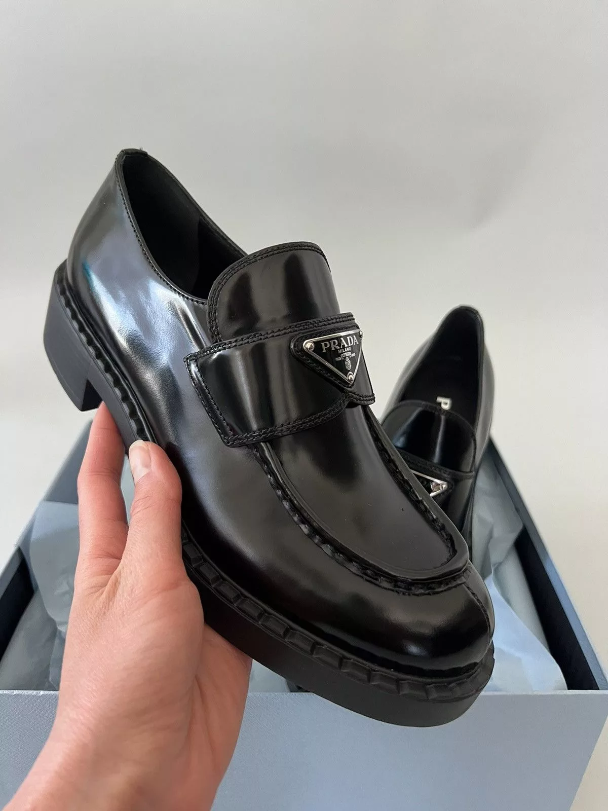 Prada Flats Prada Brushed Loafers Black