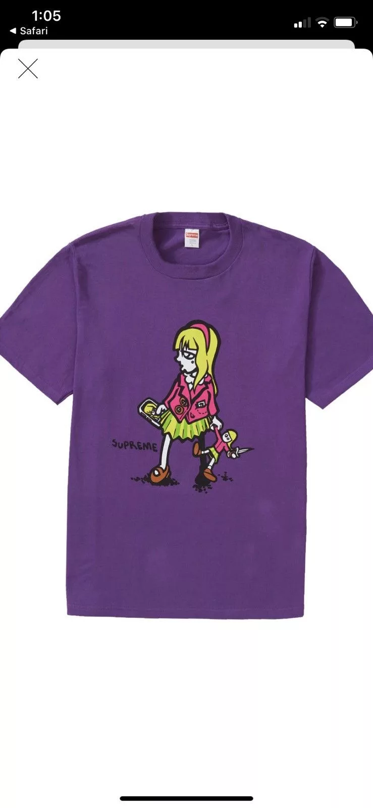 Supreme Short Sleeve T Shirts Supreme Suzie Switchblade Tee Purple