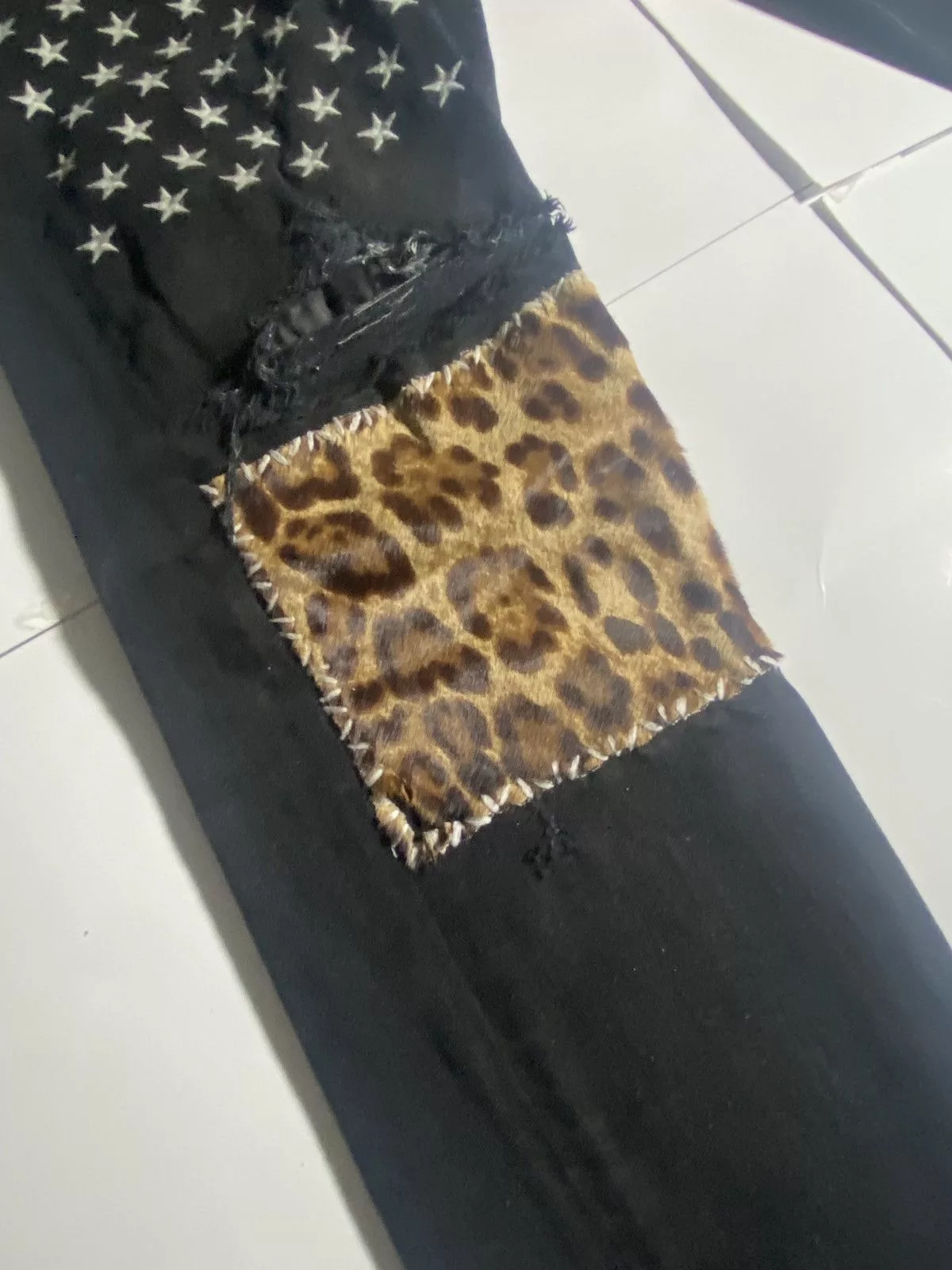 Amiri Denim Amiri Animal Leopard Jeans Black