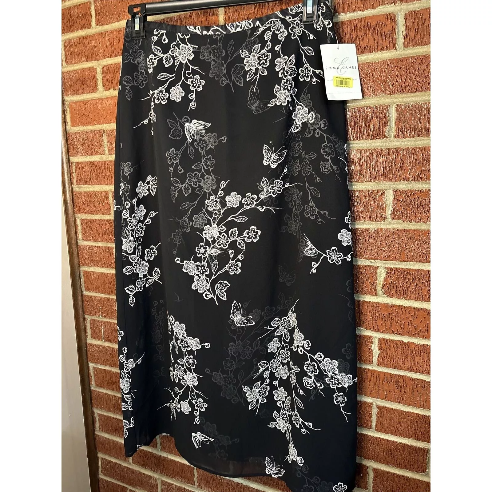 Other Maxi Skirts Other Emma James Women’s Skirt Maxi Dressy Black White Floral 8