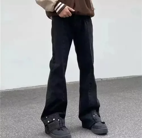 Jean Cropped Pants Custom Flared Black Denim Jeans Streetwear