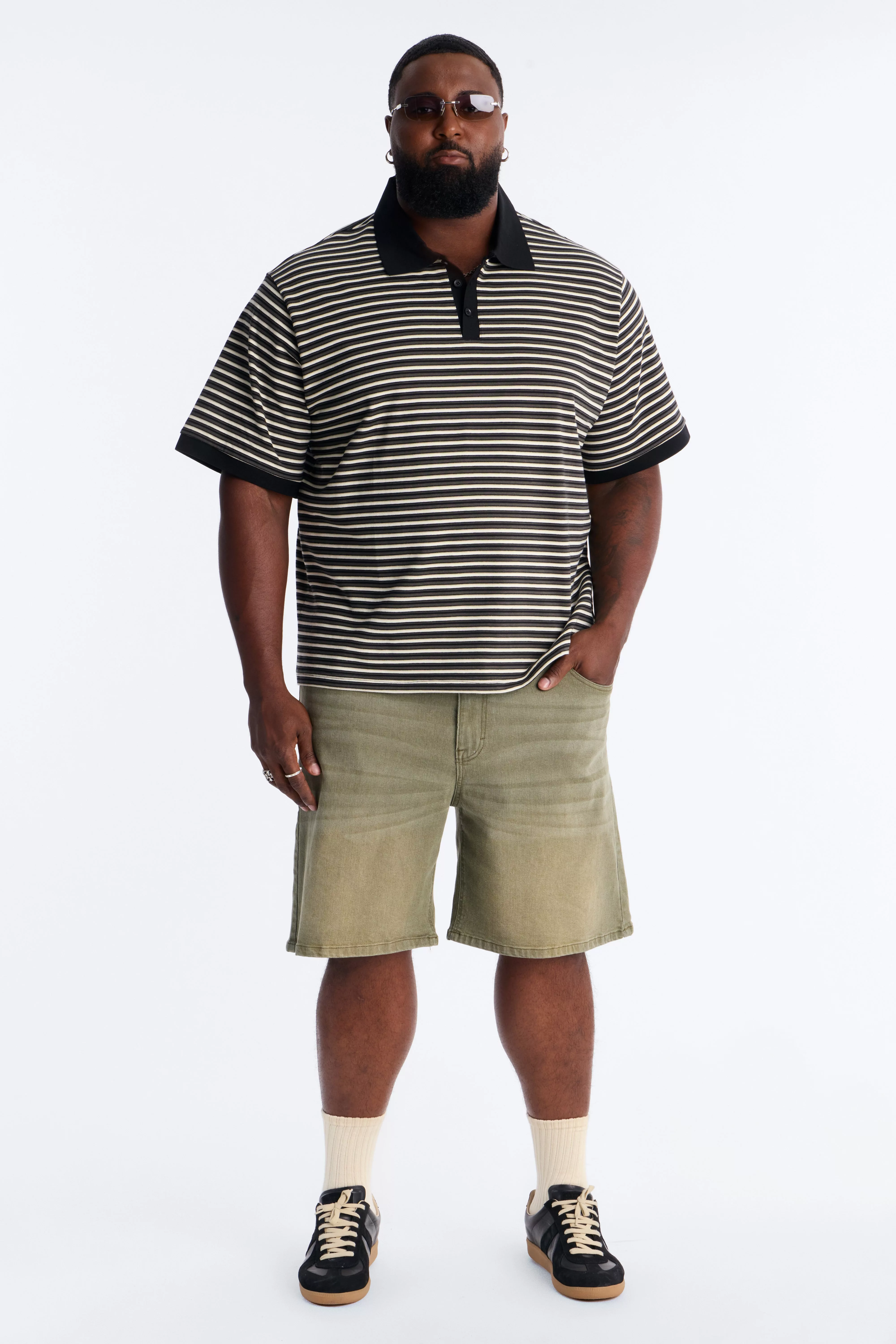 Tate Stripe Polo - Black/combo