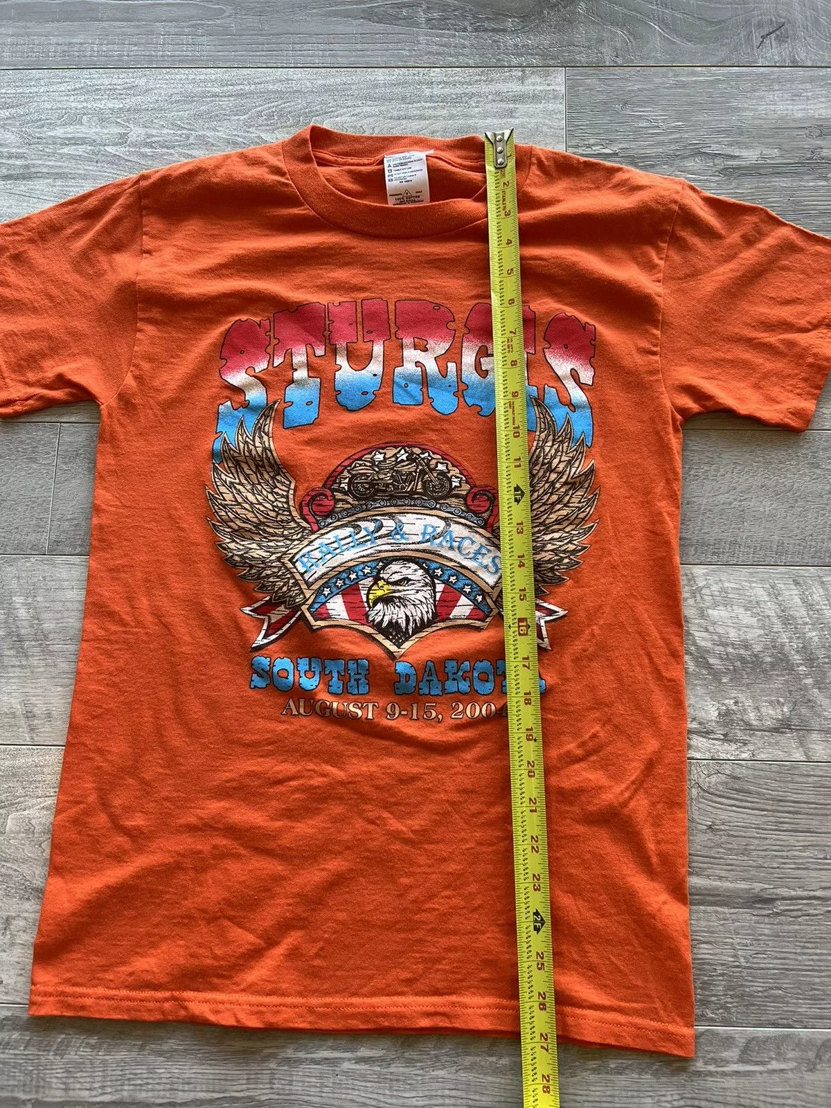 Affliction Short Sleeve T Shirts Affliction × Harley Davidson × Vintage Sturgis 2004 Black Hill Rally Tee Orange Mt. Rushmore Harley
