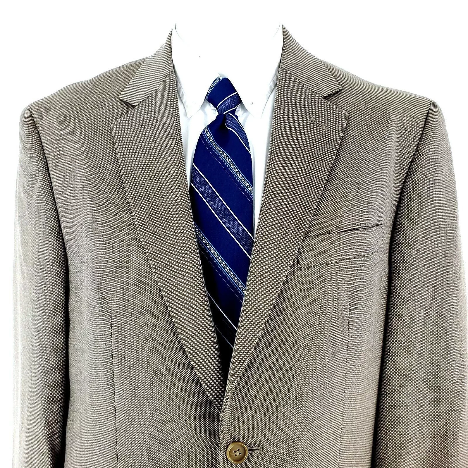 Pronto Uomo Blazers Pronto Uomo Super 120s Wool 2 Button Blazer 42R Check Tan Be Beige
