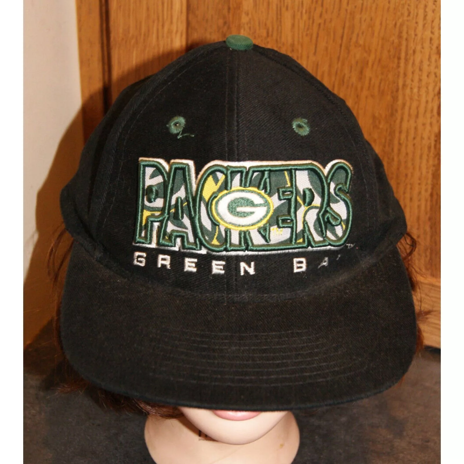 Drew Pearson Hats VTG Green Bay Packer Black Snapback Hat Cap Drew Pearson 3-D