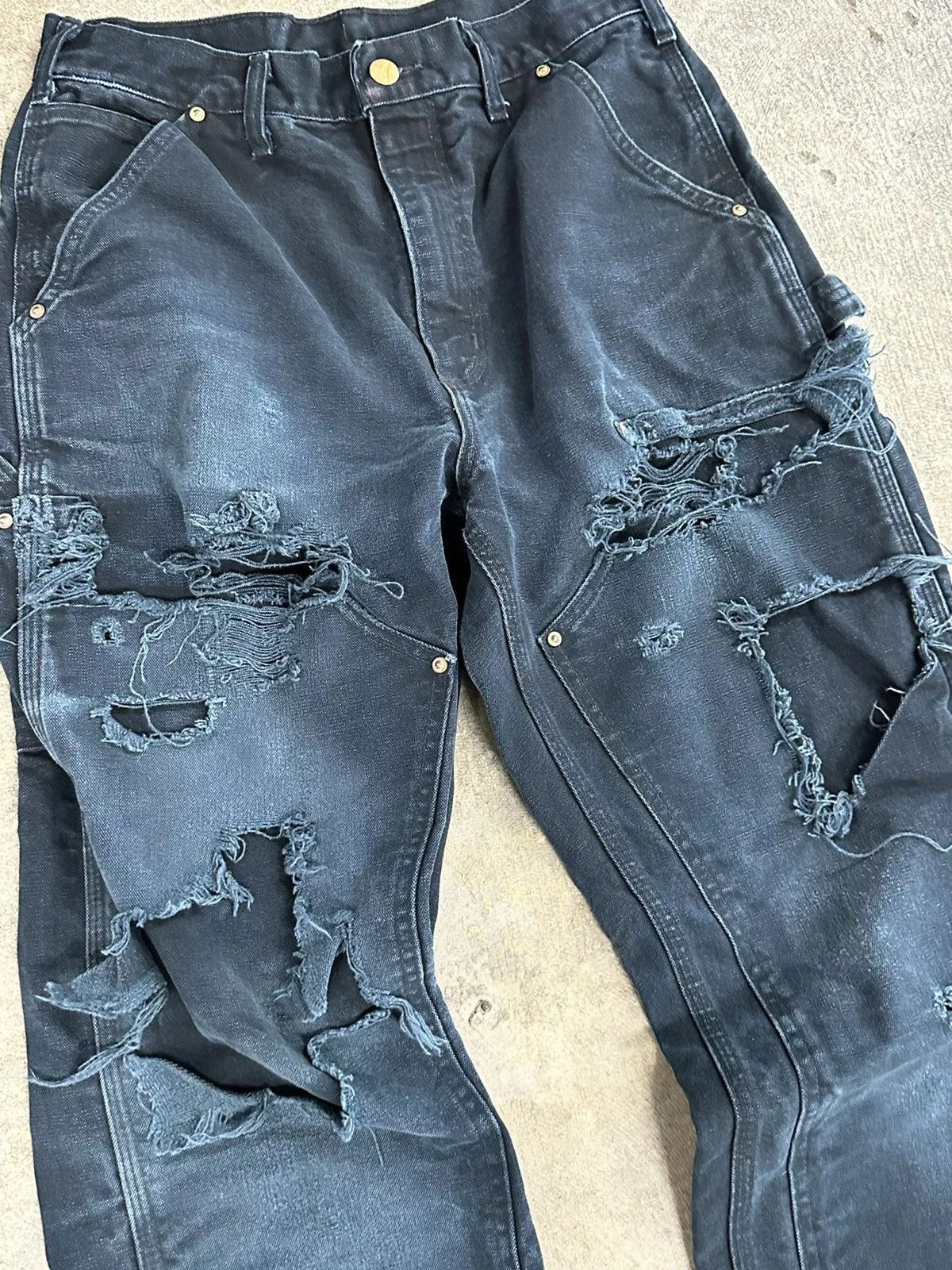 Carhartt Casual Pants Carhartt × Vintage Vintage Y2K 00s Carhartt Thrashed Distressed Double Knees Black Streetwear