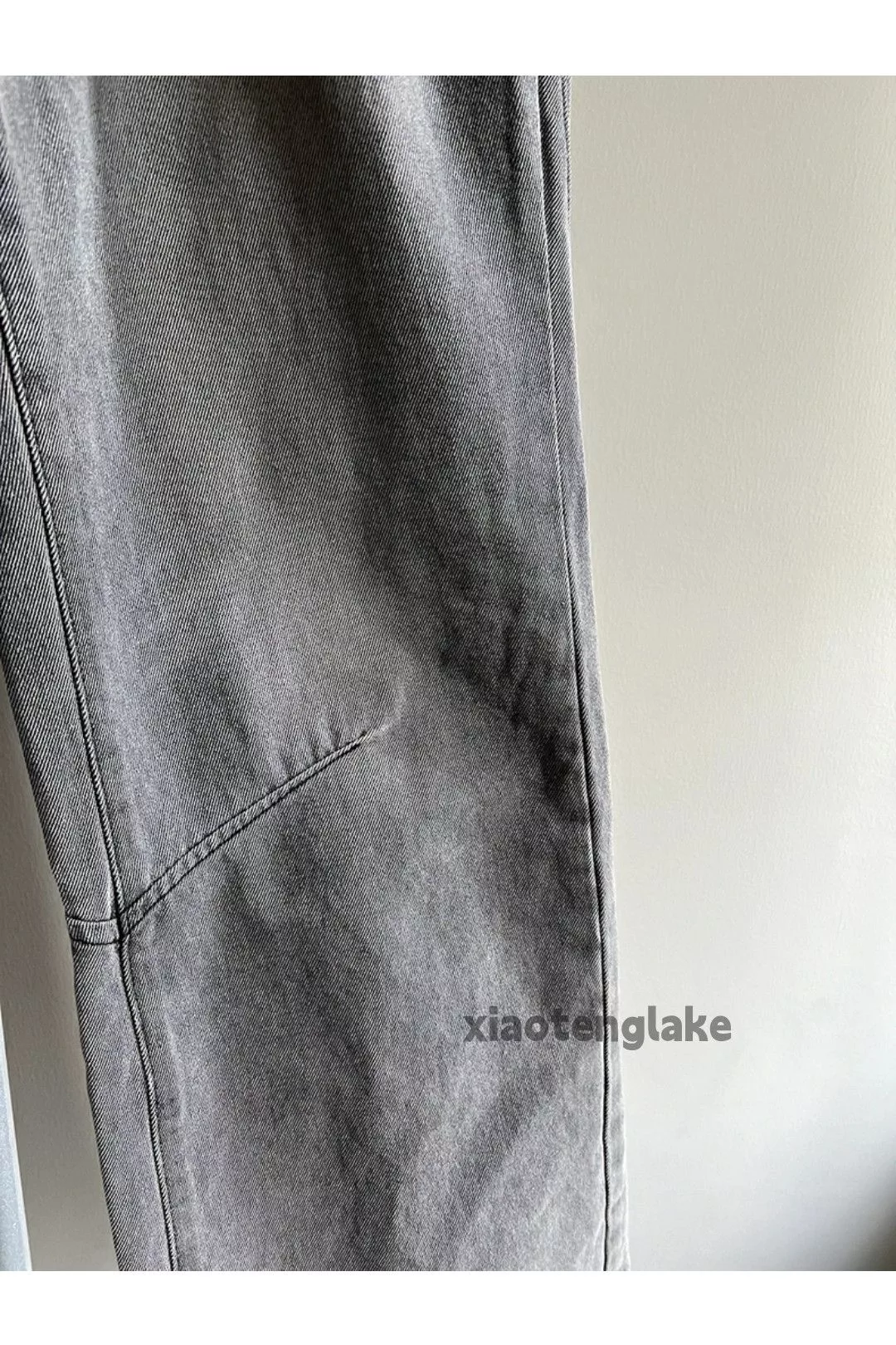 Jean Denim Jean × Vintage washed faded carpenter patchwork flared jeans Gray