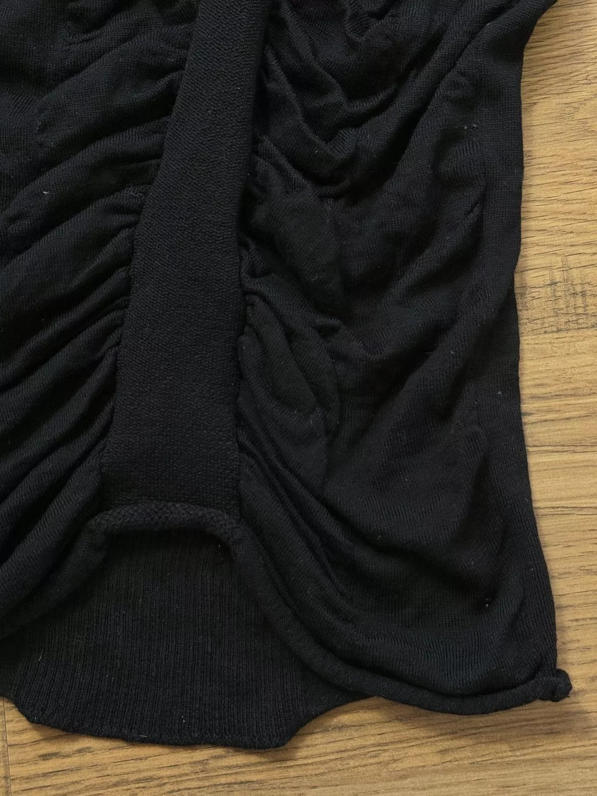 Marithe + Francois Girbaud Mini Dresses Marithe + Francois Girbaud × Vintage VINTAGE MARITHE FRANCOIS GIRBAUD DRAPED KNITTED DRESS Black Avant-Garde