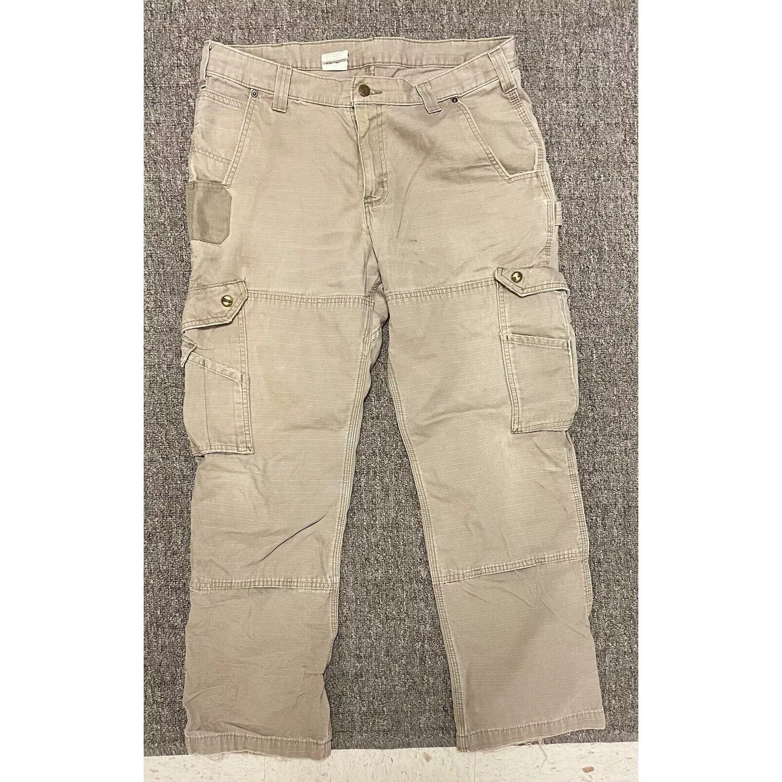 Carhartt Casual Pants Carhartt × Vintage Carhartt Double Knee Cargo Pants 35x30 Tan Baggy Fit Skater Brown Streetwear