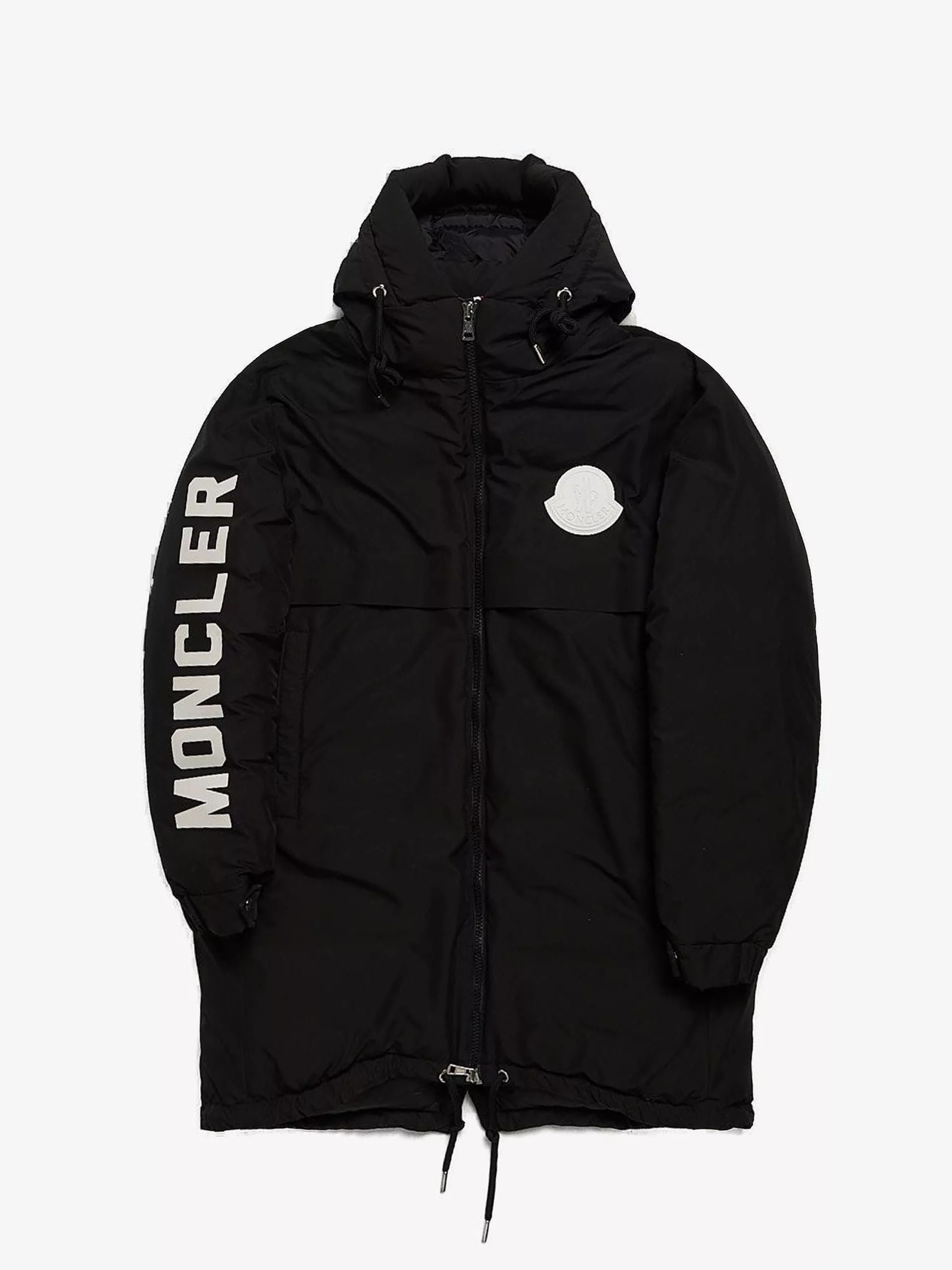Moncler Parkas Moncler Black Sleeve Logo Printed Polyester Downjacket