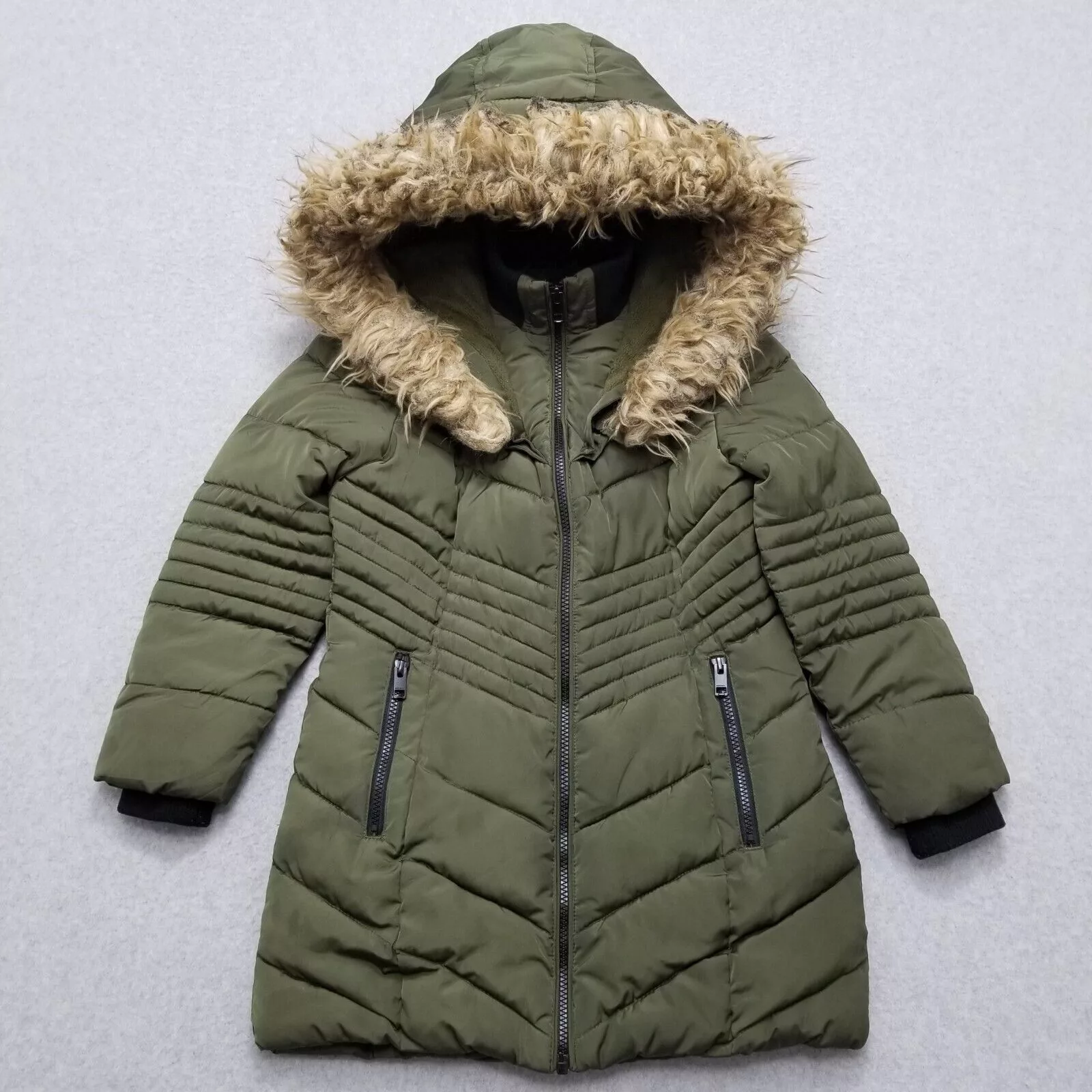 Diesel Jackets Diesel Puffer Jacket Womens 8 Full Zip Removable Hoodie Green
