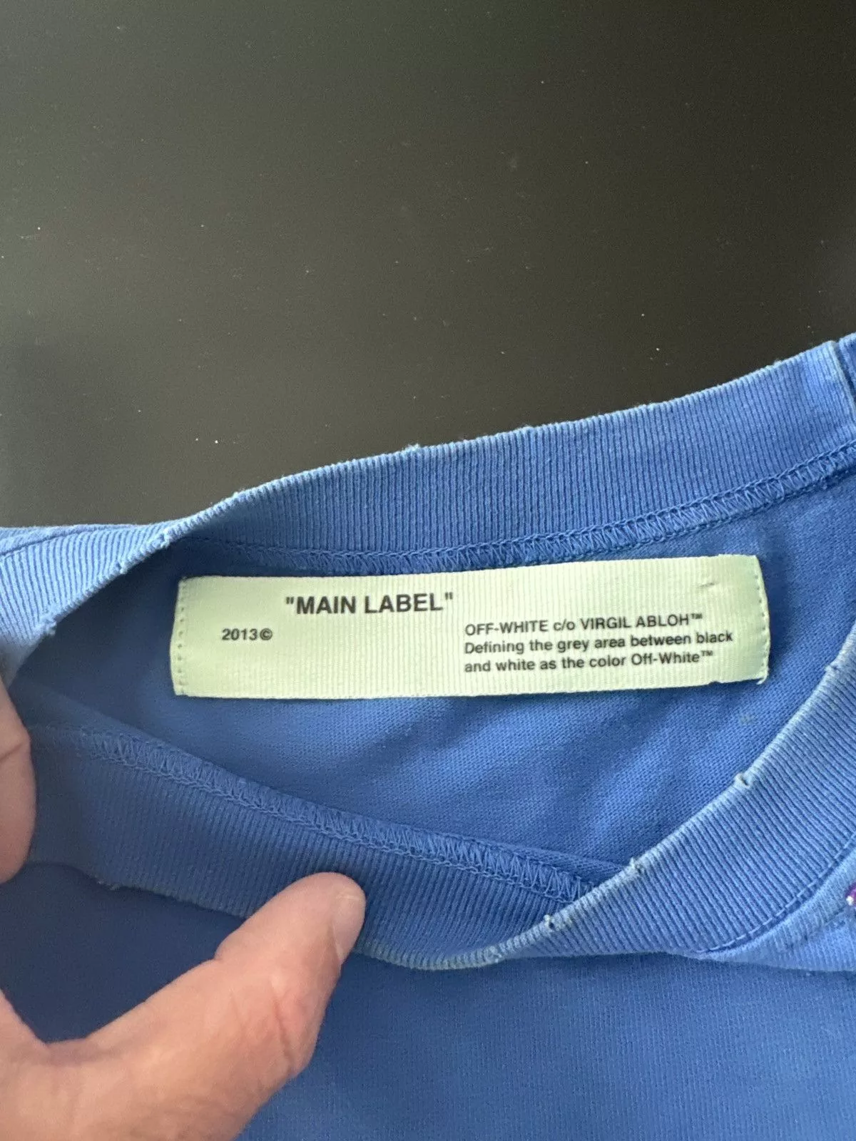 Off-White Short Sleeve T Shirts Off-White OFF WHITE Pocket-Tee 2018 Virgil Abloh Blue