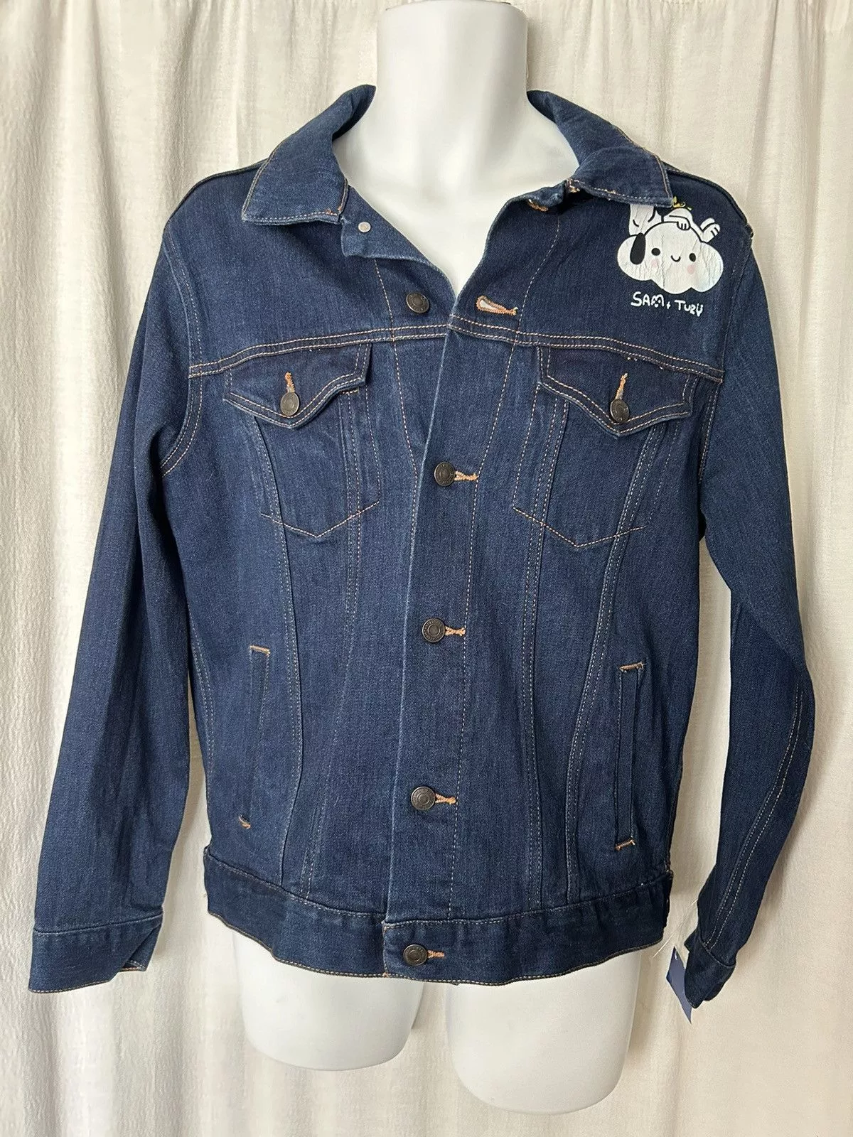 Peanuts Denim Jackets jacket: sam and tury threadfast Peanuts snoopy woodstock lg Blue