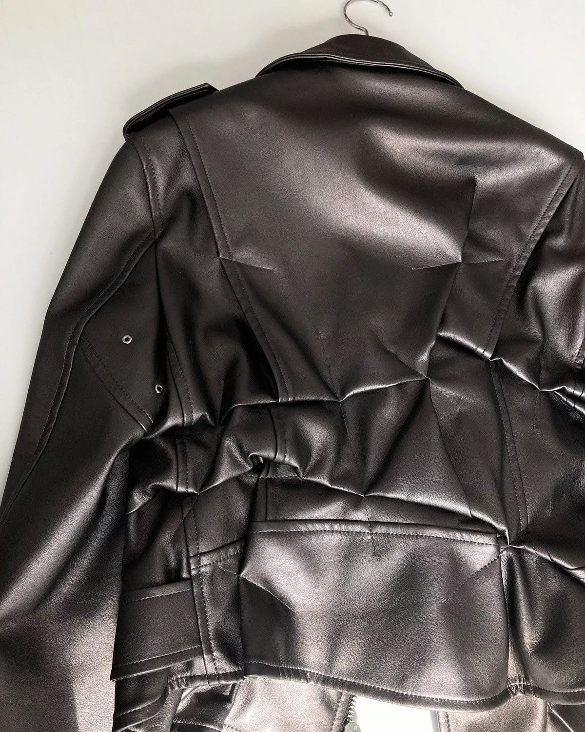 Comme des Garcons Leather Jackets Comme des Garcons × Comme des Garcons Homme Plus × Junya Watanabe ❌ NWT CDG AD2020 homme plus fold stitch Rider Black