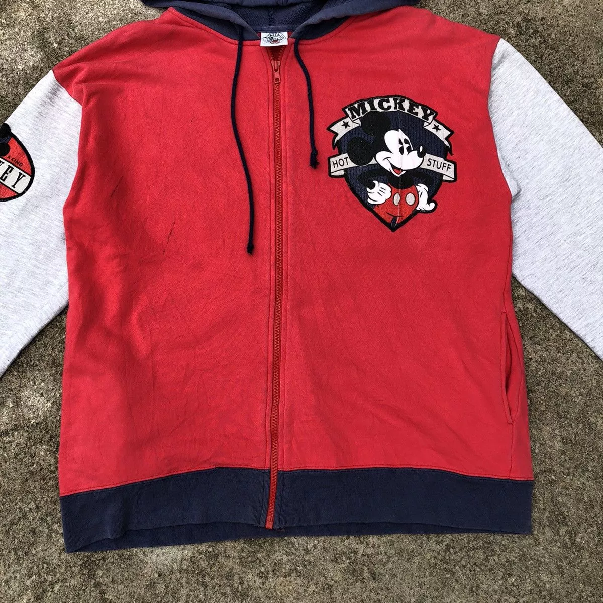 Disney Sweatshirts Hoodies Disney × Mickey Mouse × Vintage Rare Vintage 90s Disney Mickey Mouse Big Print Hodie Red