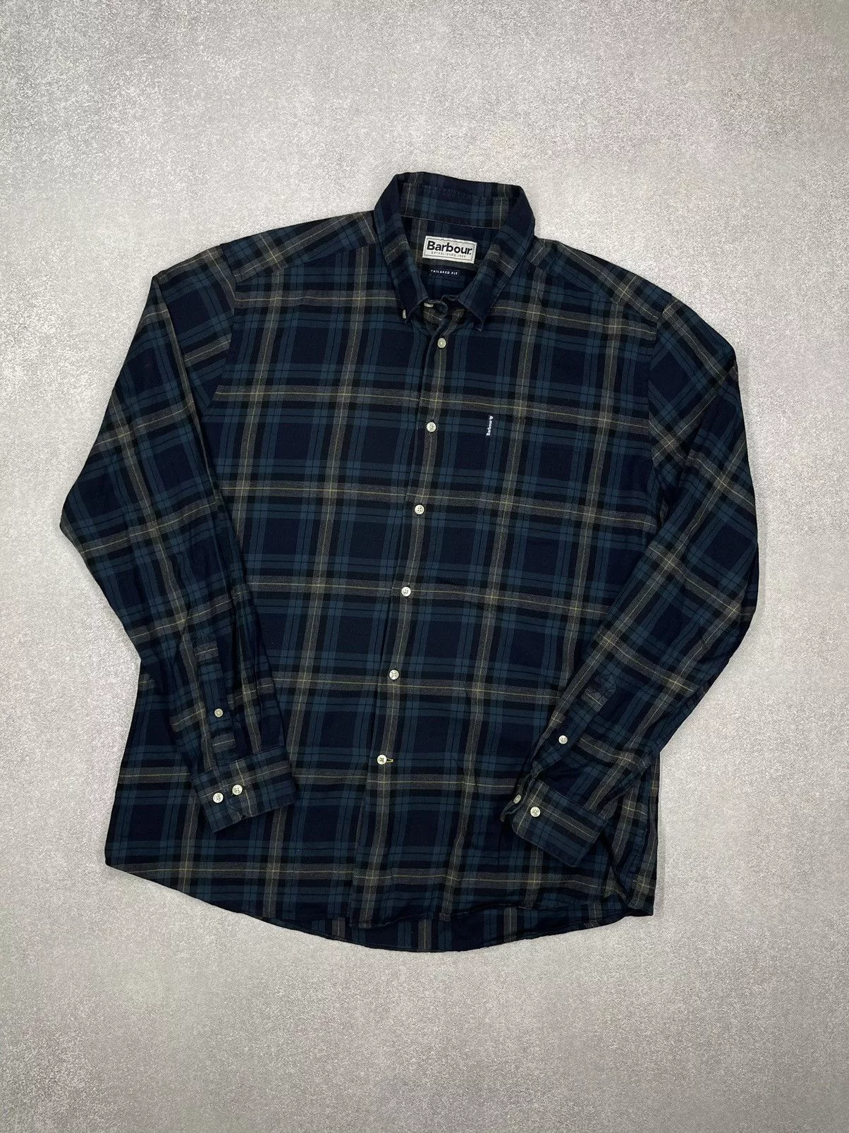 Barbour Shirts Button Ups Barbour × Vintage Mens Barbour Flannel Shirt In To Cage Vintage Y2K Blue Streetwear