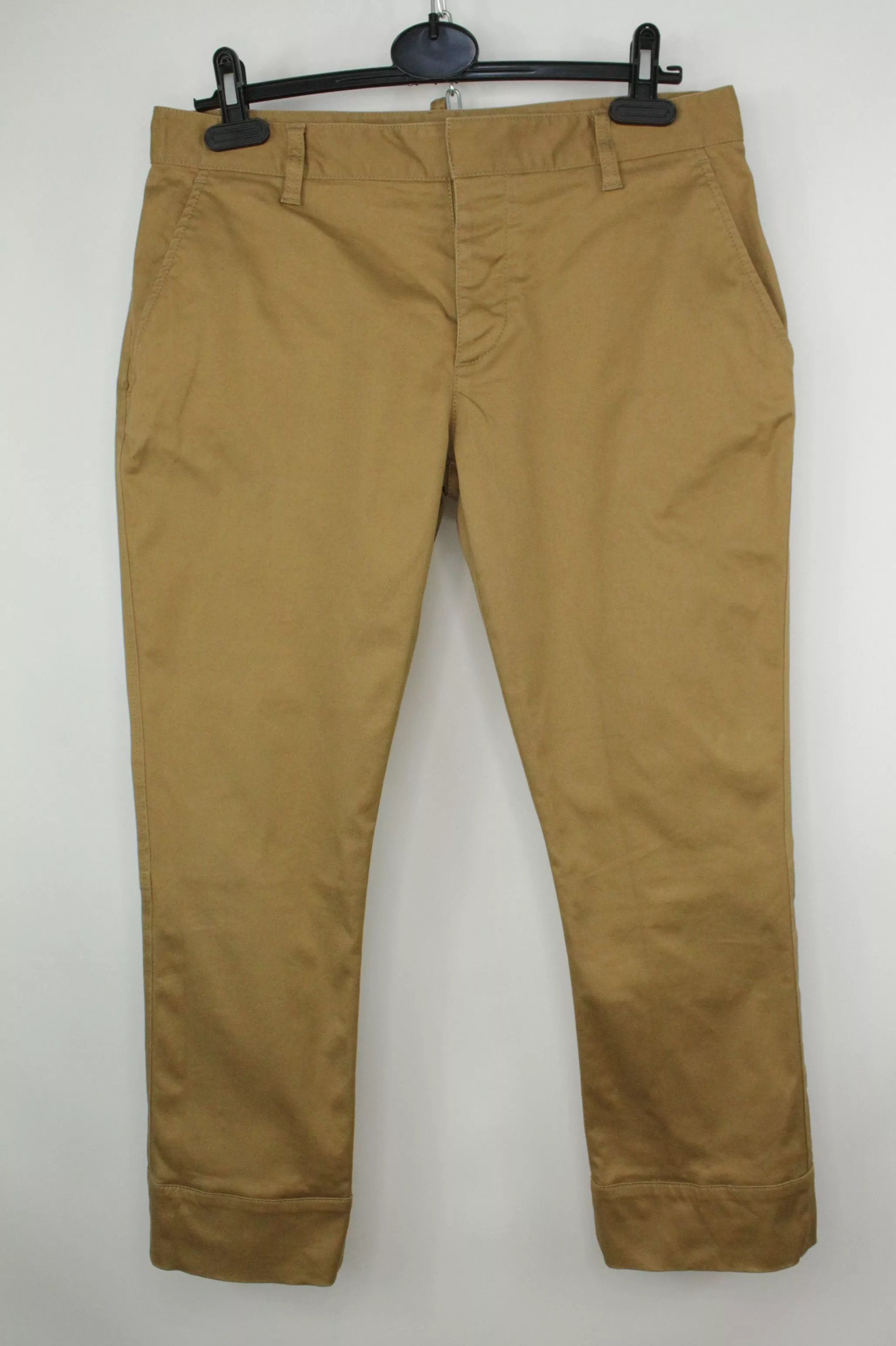 Dsquared2 Pants Dsquared2 Stretch Twill Cotton Cropped Chino Pants Women's Beige Luxury