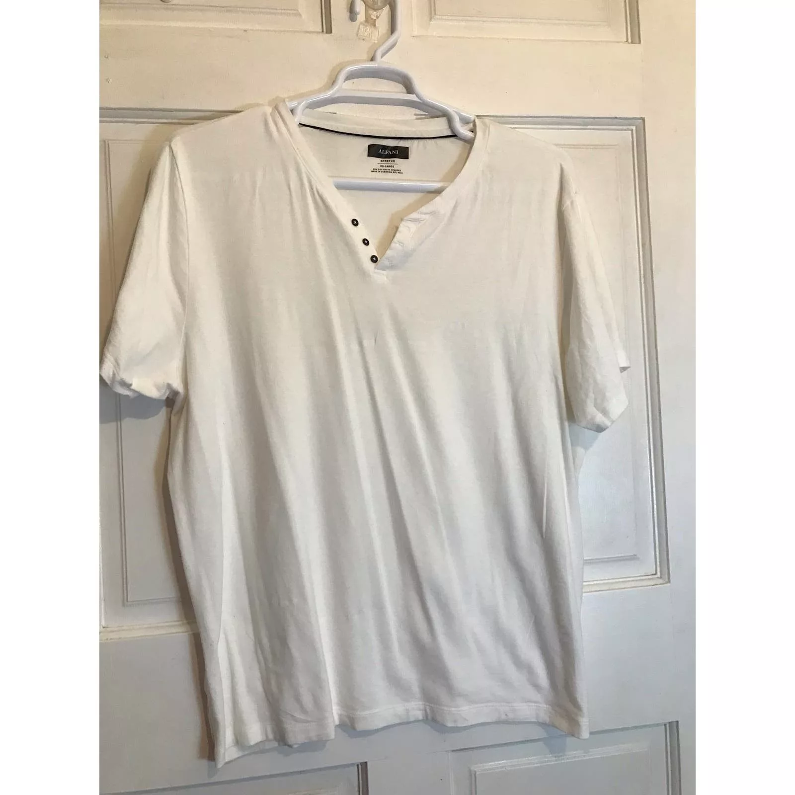 Alfani Polos ALFANI Stretch Shirt Men's XXL White Short Sleeve