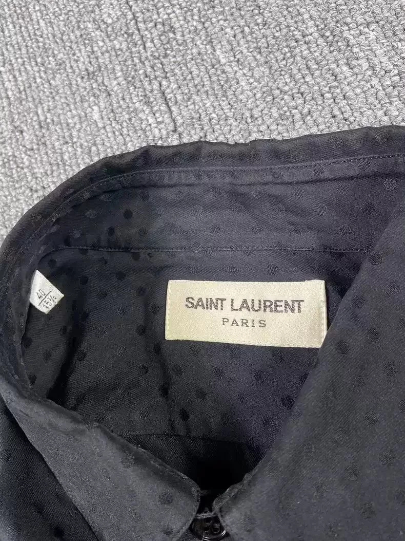 Saint Laurent Paris Shirts Button Ups Saint Laurent Paris Saint Laurent slp14ss mulberry silk dark dot shirt Black