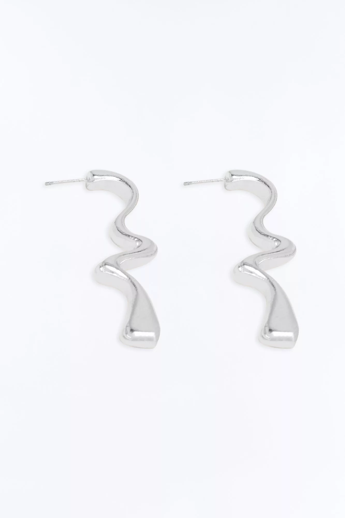 Gravity Twist Drop Earrings - Silver