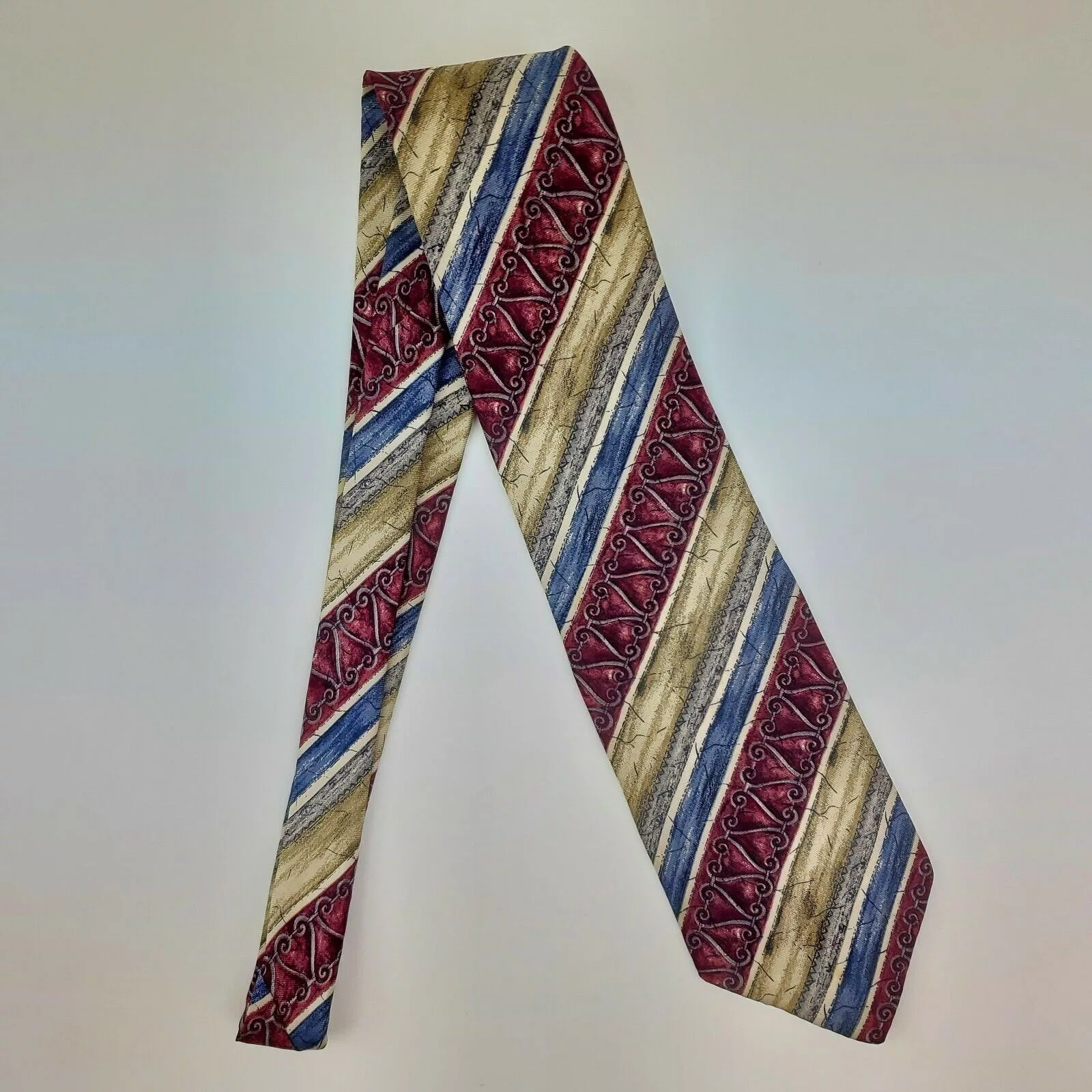 Bill Blass Ties Pocketsquares Bill Blass Striped Red Tan Silk Tie Classic