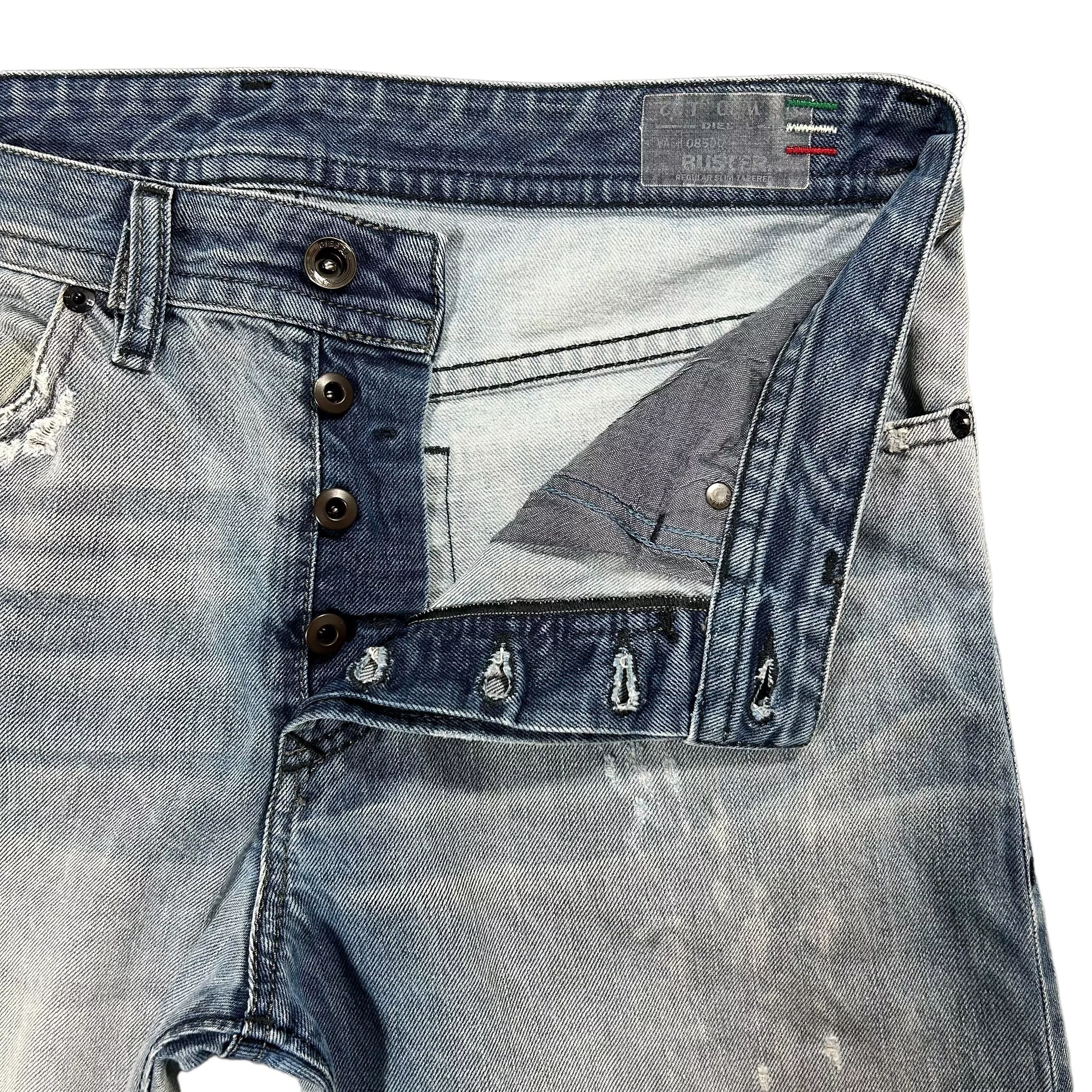 Diesel Denim Diesel Buster Regular Tapered Blue Distressed Denim W30L32
