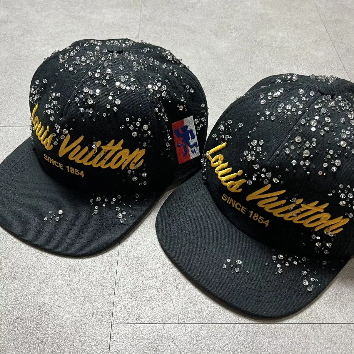 Louis Vuitton Hats Louis Vuitton × Virgil Abloh Louis Vuitton x Virgil Crystal Black / Yellow Script Cap Hat
