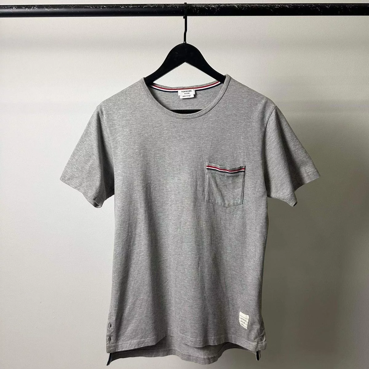 Thom Browne Short Sleeve T Shirts THOM BROWNE BASIC T SHIRT Gray Luxury
