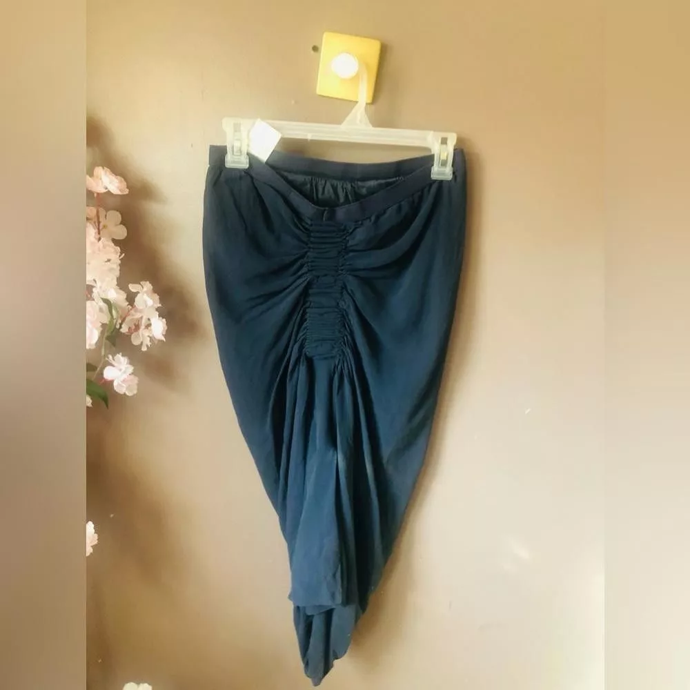 Designer Midi Skirts Designer Silk skirt bottom with ruffle back made I. Italy Blue