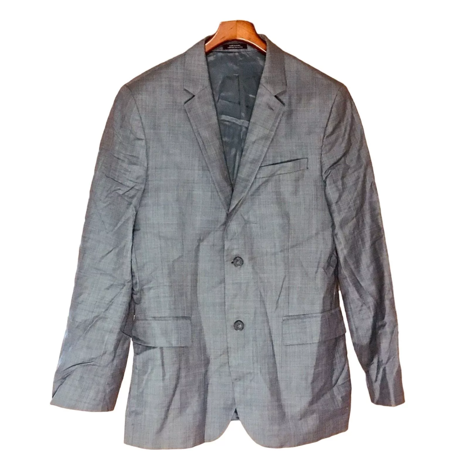 Express Blazers Express Classic Solid Gray Wool-Blend Suit Jacket