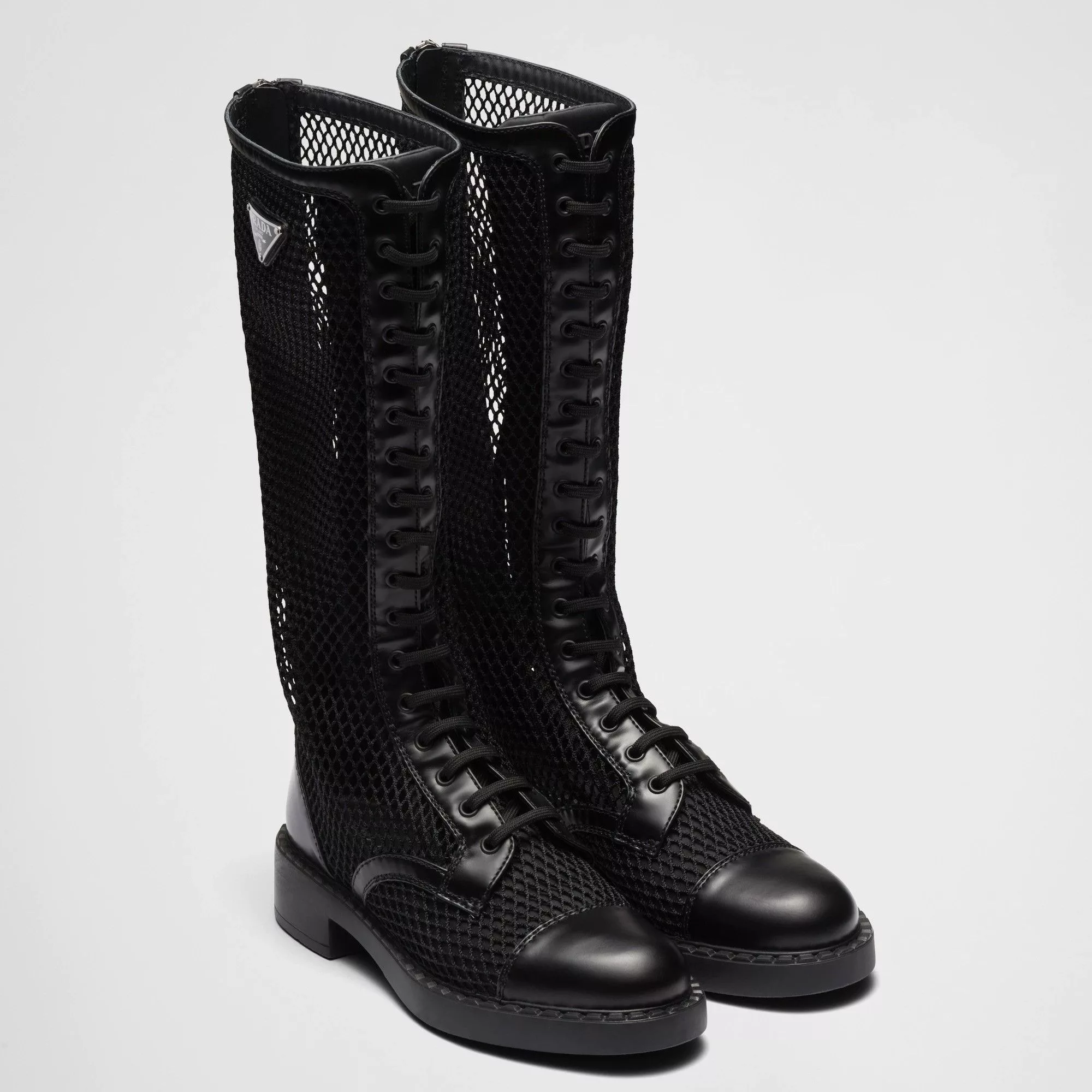 Prada Boots Prada Rete Rois Knee High Boots Black