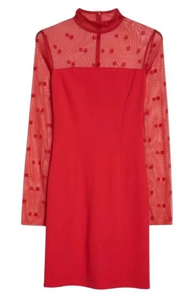 Givenchy Midi Dresses Givenchy o1srvl11e0624 Long Sleeve Mock Neck Dress in Red
