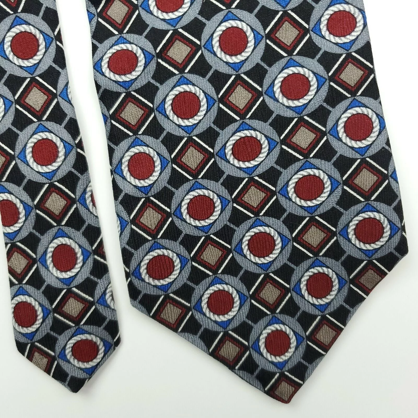 Henry Grethel Ties Pocketsquares Henry Grethel Black Red Geometric Silk Tie Wide