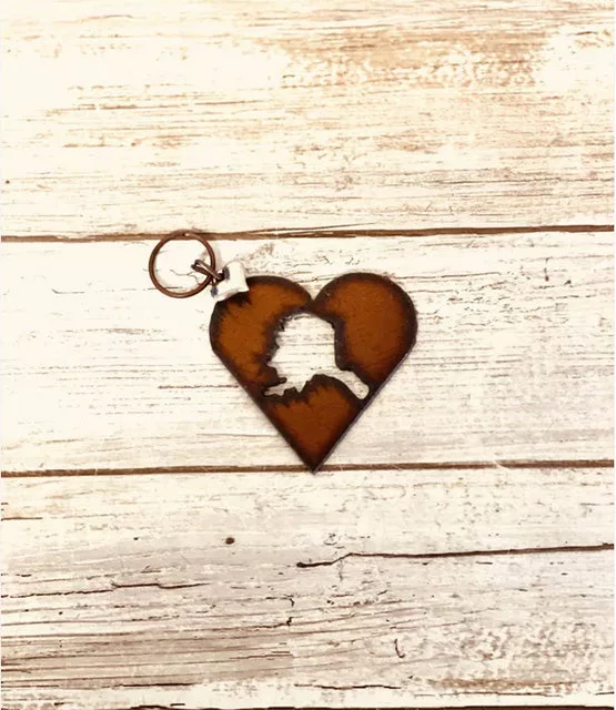 Heart w/Alaska Cutout Key Chain