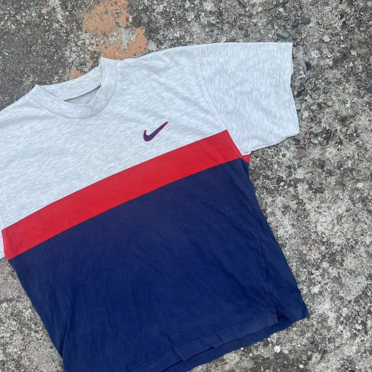 Nike Short Sleeve T Shirts Nike × Vintage Vintage Nike T Shirt Tee Baggy Mini Swoosh 90s Y2K Gray Streetwear