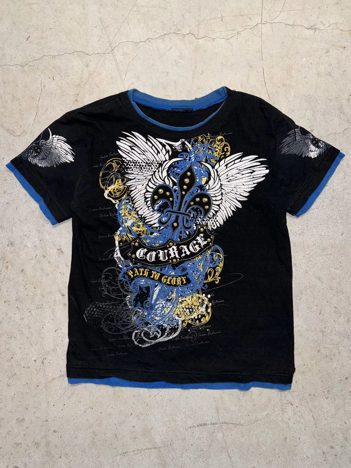 Affliction Short Sleeve T Shirts Y2K Affliction Style Black Tee